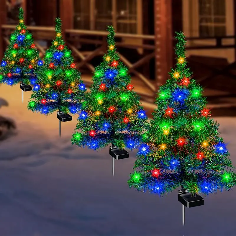 KLSMYHOKI 1PC Solar Christmas Tree Light – Outdoor Waterproof LED Lit Mini Xmas Tree for Garden, Patio & Pathway Decor