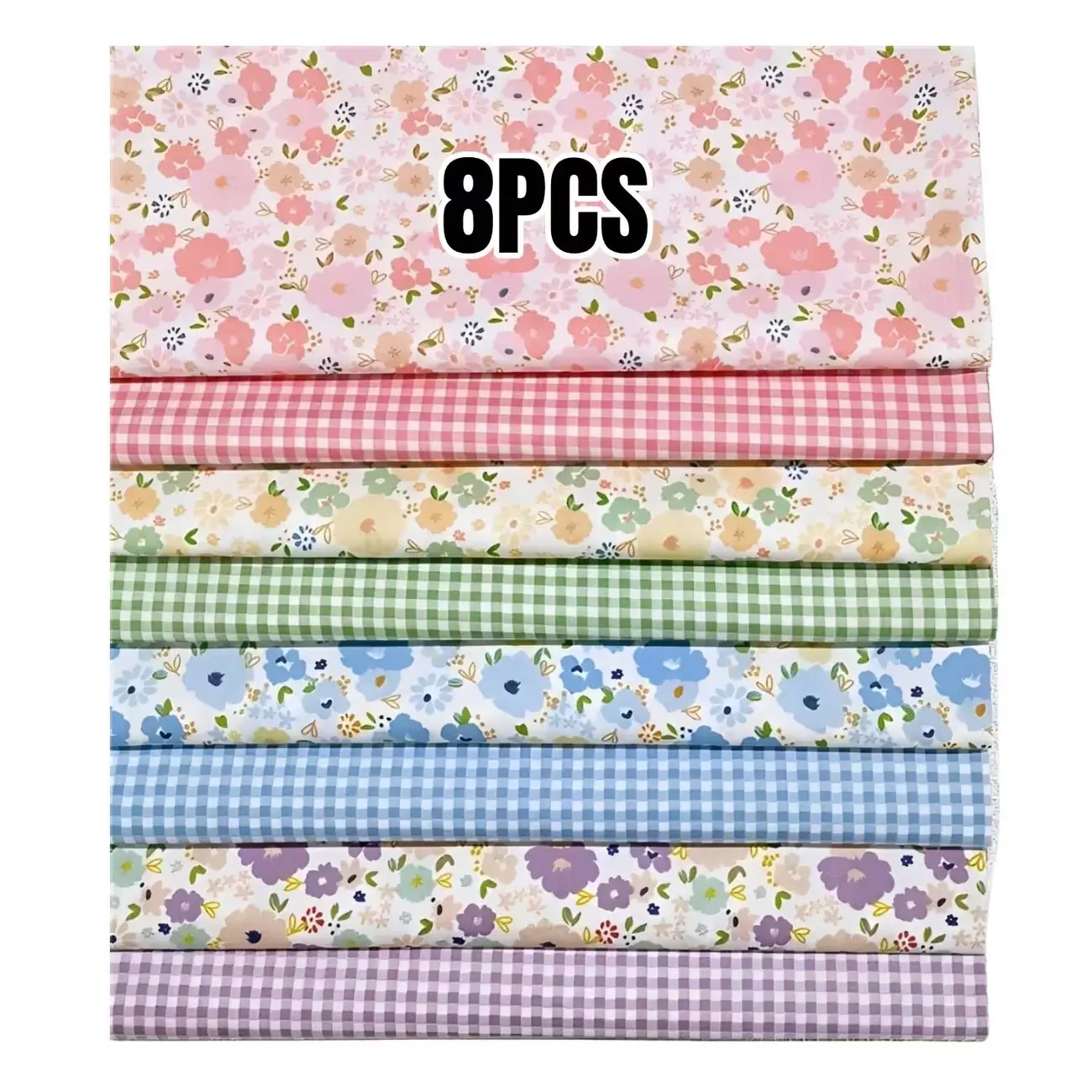 8-Pack Pre-Cuts Ready Soft Cotton Fat Quarter Fabric Bundle, 18x22 in Unique Florals, Quilting Squares for Handcraft Enthusiasts’ Home Crafts, Ideal for Sewing & Patchwork Projects
