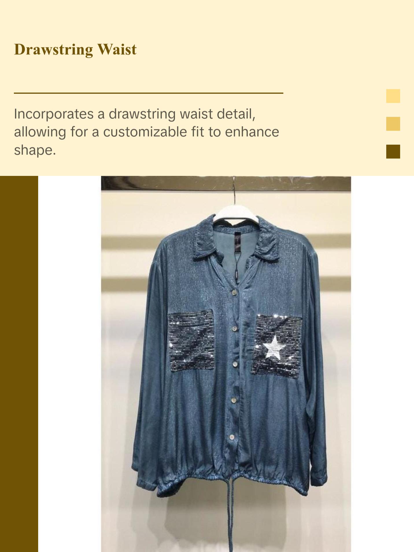 Star open collar button down Italian top