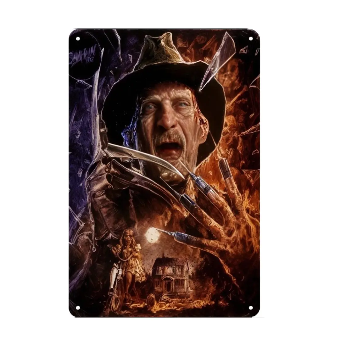 Vintage Horror Movie Freddy Krueger Iron Wall Decor, Classic Style Home Theater Bar Decoration, Room Gift & Art Display