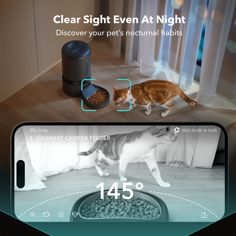 PETLIBRO Automatic Cat Feeder with Camera,1080P HD video, night vision, 5G Wi-Fi, 2-way audio, food sensor,motion alerts for pets