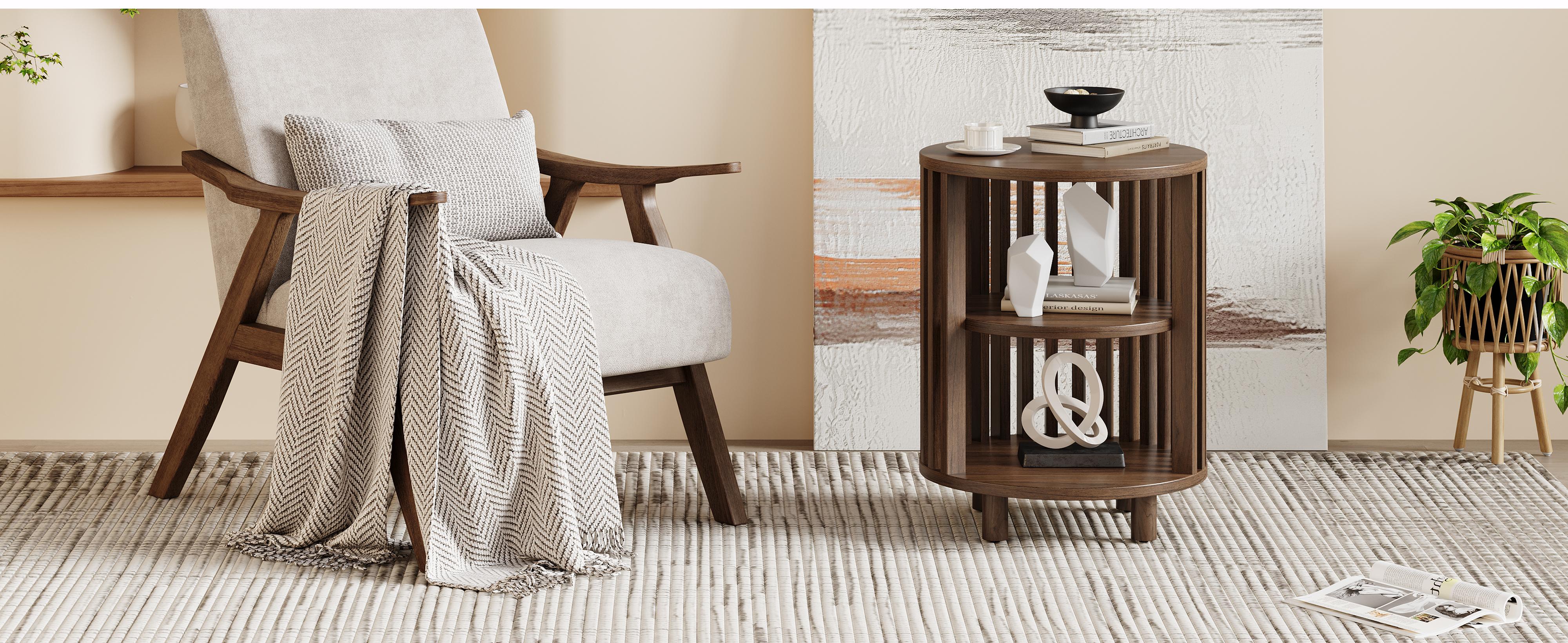 【SPRING GLOW UP】ONBRILL Round End Table, Wood Bedside Table, Mid Century Modern Nightstand with Open Storage Shelf, 3 Tier Small Side Tables for Living Room, Bedroom, Curved Profile Design, Natural Oak(2-Pack) 【SPRING GLOW UP】ONBRILL Round End Table, Wood Bedside Table, Mid Century Modern Nightstand with Open Storage Shelf, 3 Tier Small Side Tables for Living Room, Bedroom, Curved Profile Design, Natural Oak(2-Pack)