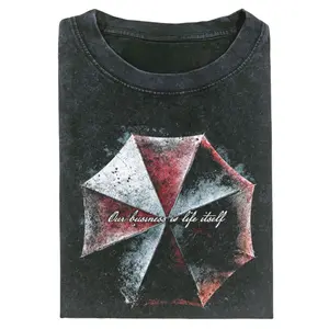 Resident Evil Umbrella Corporation Graphic Top with "Our Business Is Life Itself" Dark Horror Illustration, Unisex Streetwear for Survival Horror Fans