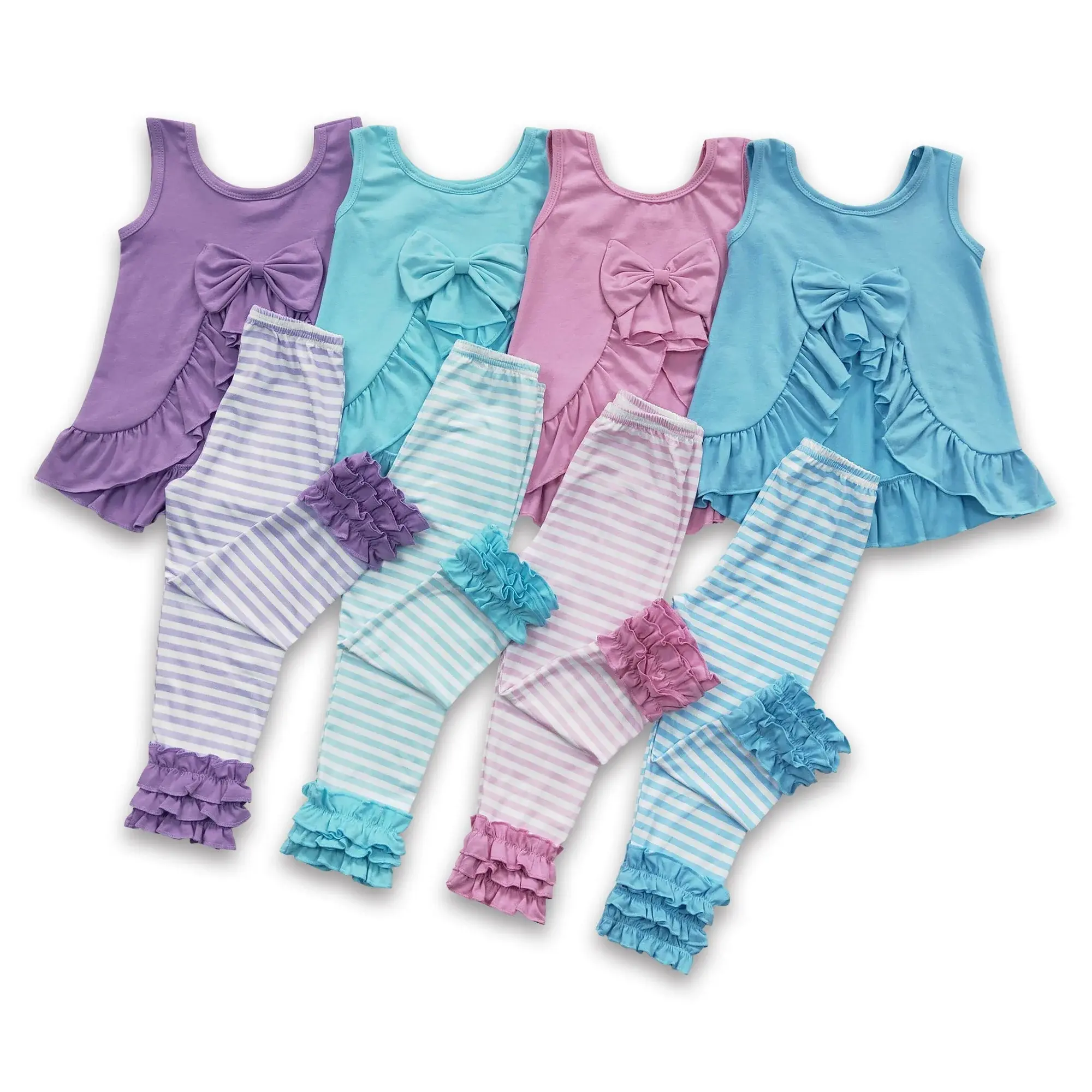 Cocokids Kids Girl Spring Clothing Set Bows & Ruffles Pants Outfit Trendy Pants Outfit