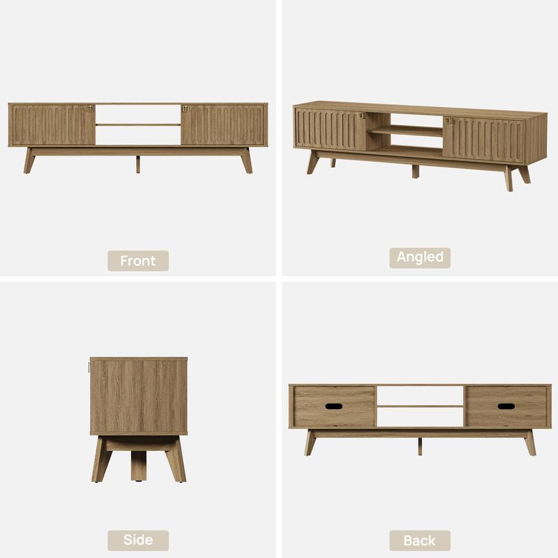 SICOTAS TV Stand for Living Room, 70" Long TV Stand Entertainment Center with 2 Storage Cabinets, Modern Fluted-Door Media TV Console Credenza Table for 65/75/80 Inch TV, Light Oak SICOTAS TV Stand for Living Room, 70" Long TV Stand Entertainment Center with 2 Storage Cabinets, Modern Fluted-Door Media TV Console Credenza Table for 65/75/80 Inch TV, Light Oak