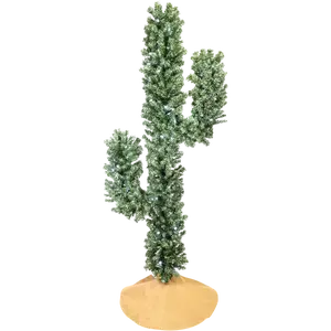 Tree Buddees Pre-Lit LED Lights Cactus Christmas Tree 6 Foot Tall White Lights Metal Set with PVC Needles and PVC Legged Stand for Easy Setup plants faux