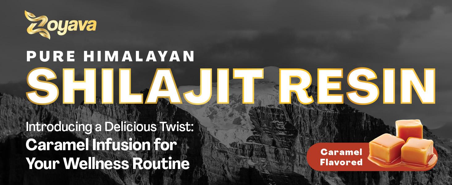Zoyava Shilajit Resin: Pure Himalayan All-in-One Supplement with Extra Strength Ingredients - Caramel Flavored