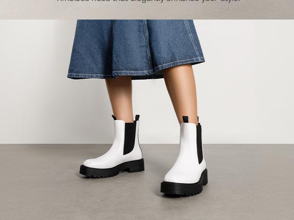 DREAM PAIRS Women's Chelsea Ankle Boots Fashion Low Heel Lug Sole Platform Fall Booties Shoes