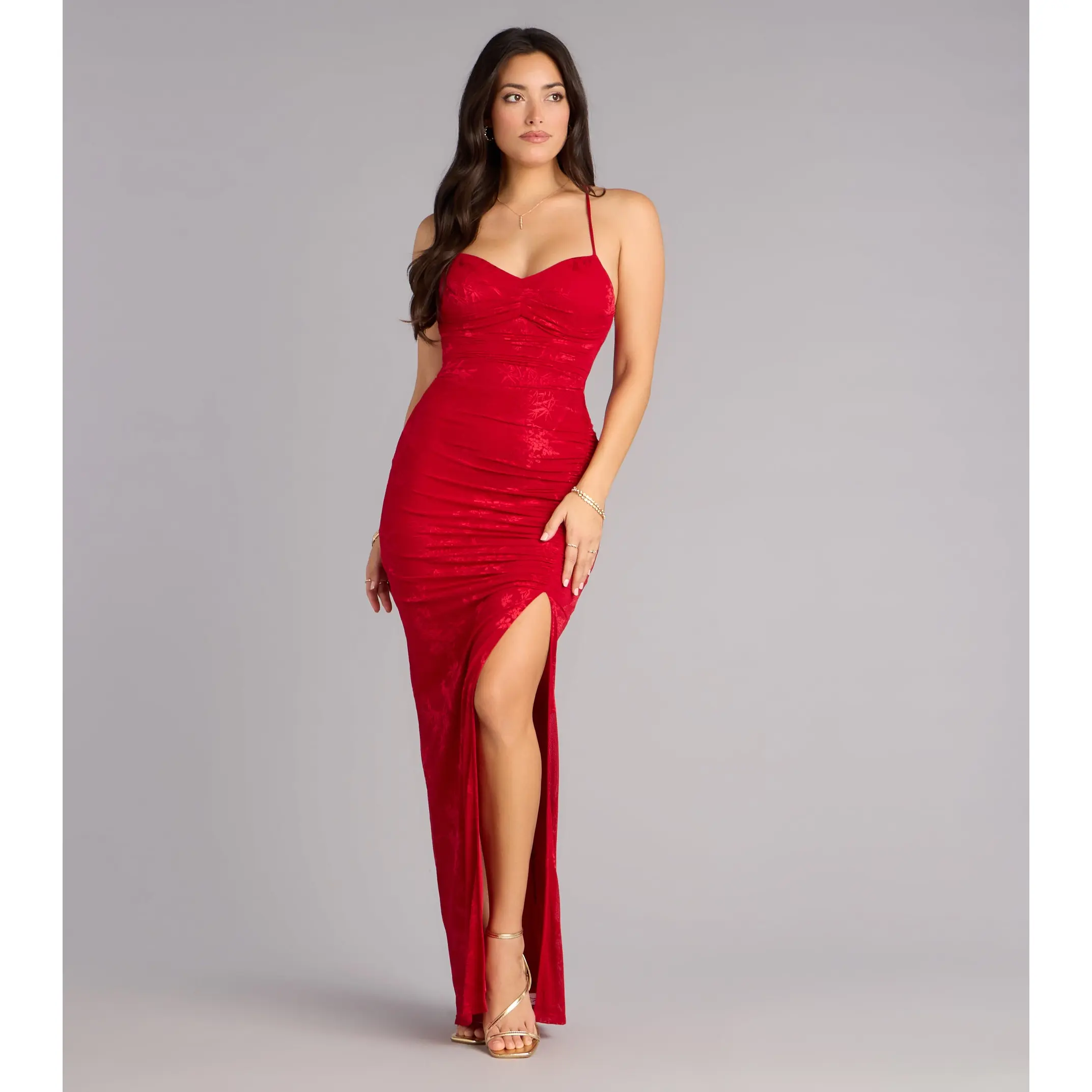 Braelyn Lace Slit Formal Dress