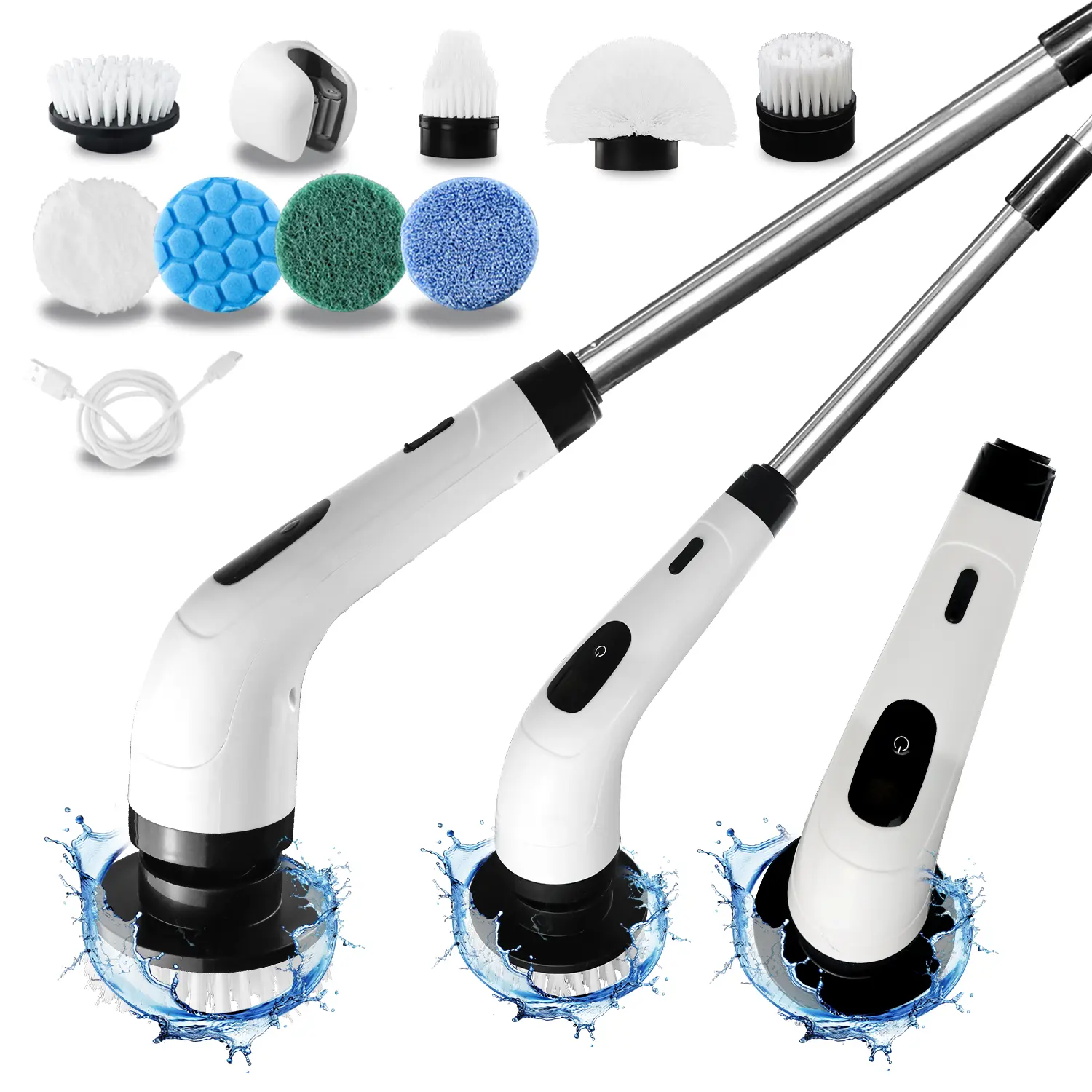 Rechargeable Electric Power Scrubber Cleaner for Home, 2-Speed, Adjustable Extendable Telescoping Handle, Replaceable Heads, Multi-Purpose,back to school,back to school haul