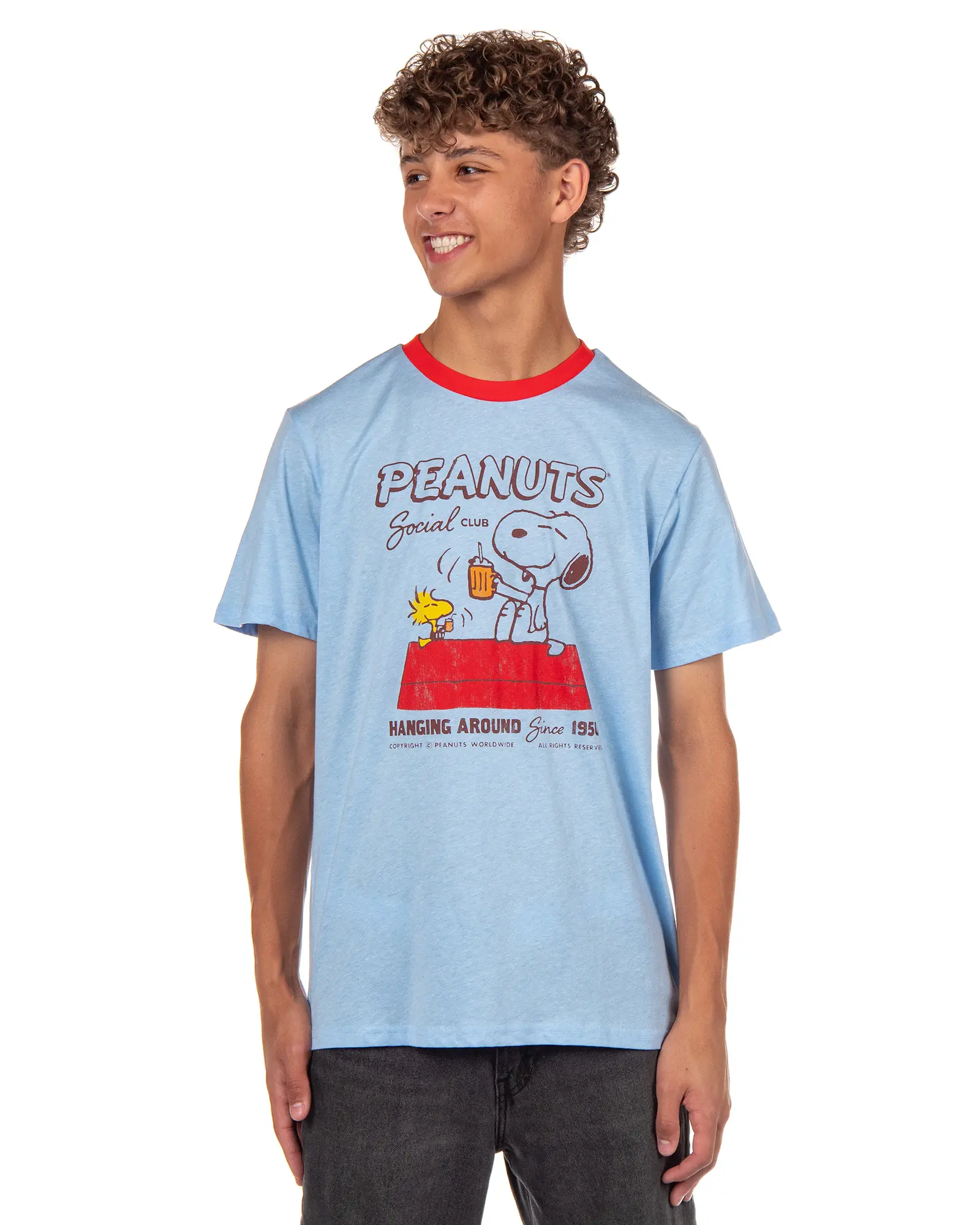 Peanuts Comics T-Shirt Snoopy and Woodstock Social Club Since 1955 Ringer Shirt