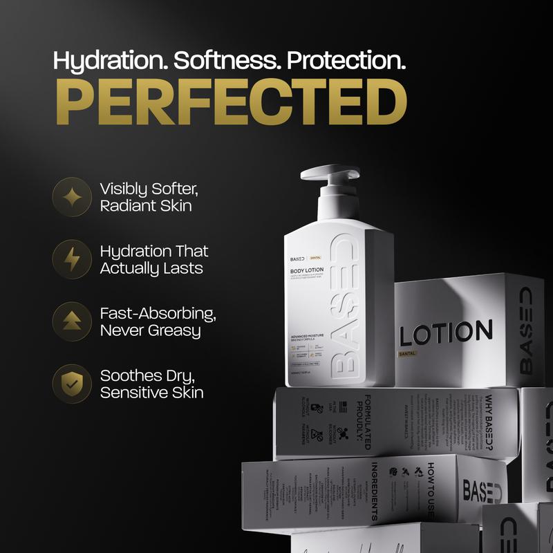 BASED Body Lotion | Advanced Moisture Binding, Deeply Nourished, Visibly Radiant | Simple, Effective, BASED.
