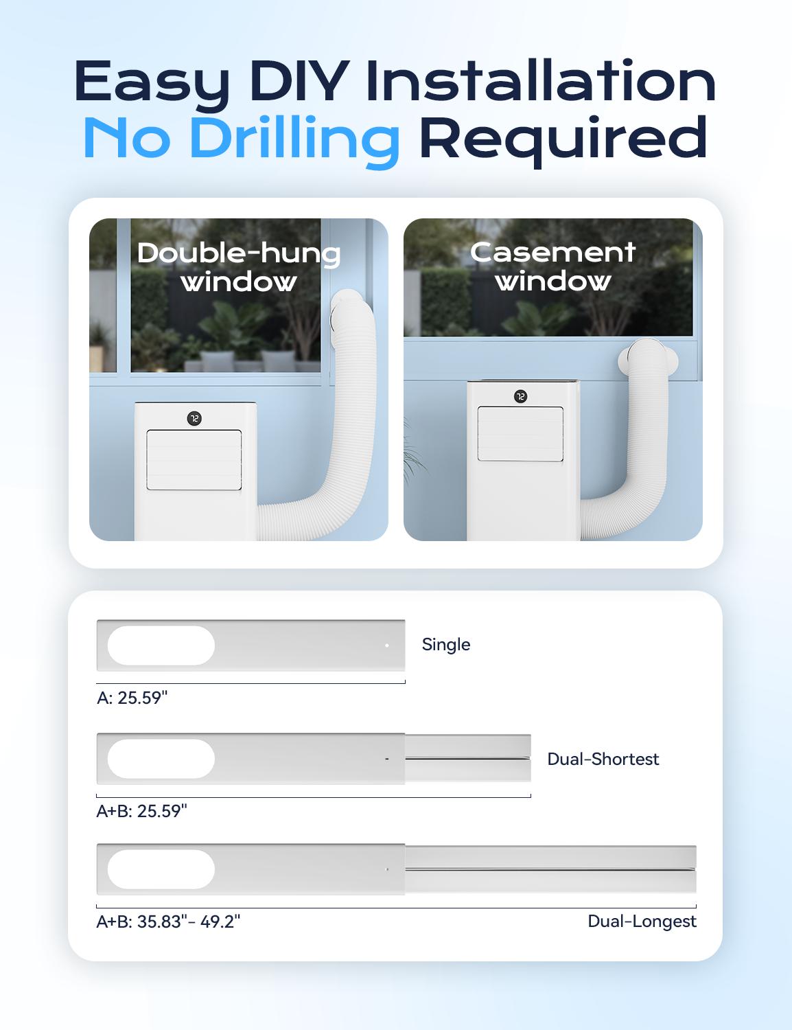 TEHANLD Portable Air Conditioner,8000 BTU  for Rooms up to 350 Sq. Ft.,AC Unit with Built-in Cool, Dehumidifier , Fan&Sleep Modes,Remote Control and Window Mount Kit Included, White