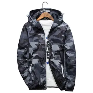 Men’s Lightweight Camouflage coats Zipper Hoodie Jacket for Spring/Autumn, Fashionable Casual Printed Hooded Sports Top