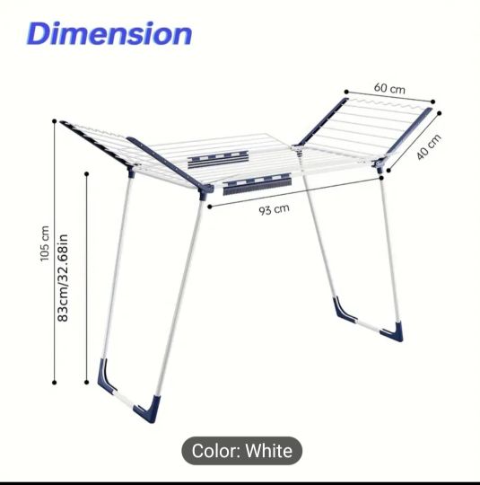 TOOLF Foldable Clothes Drying Rack, Winged Laundry Rack With Adjustable Arms And Sock Clips, Large Space For Towels Bedding Dresses, Indoor & Outdoor Use