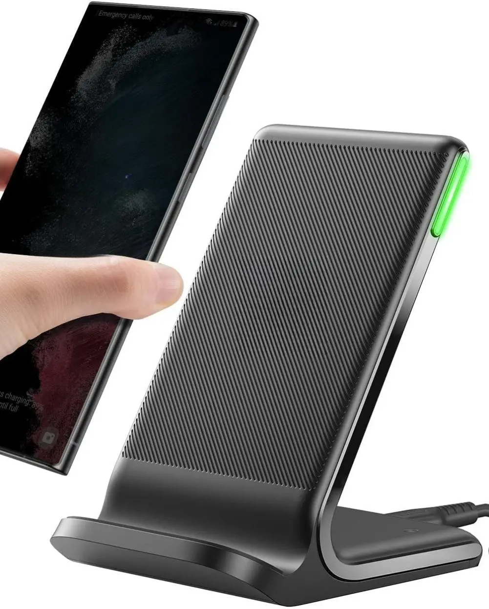 Wireless Charger, 15W Fast Qi Certified Wireless Charging Station with Sleep-Friendly Adaptive Light Compatible with iPhone 16 15 14 13 Pro XS 8 Plus Samsung Galaxy S25 S24 S23 Note 20 Google etc