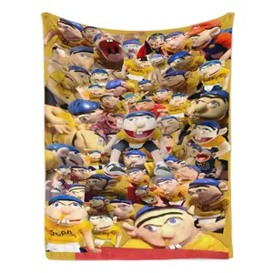 Jeffy Puppet Patchwork Blanket - Featuring the iconic SML character design, this Super Mario Logan blanket is a perfect addition to any sofa or bed, or an office accessory.