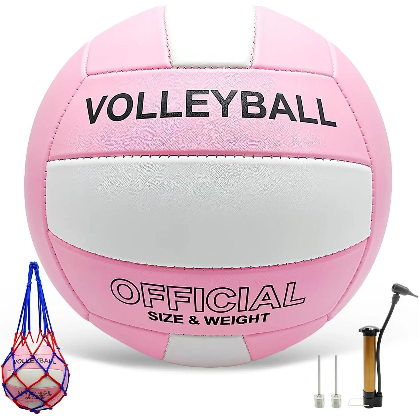 Volleyball Official Size 5 for Indoor Outdoor, Thicker PU Soft Volleyball Beach Volleyball for Girls Boys Teenager Adults, Volleyball Kit for Beach  Gym  Beginner Pink