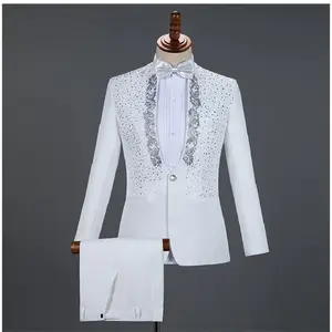 Luxury Embroidered Suits 2 Pieces - 1 Button Print Dinner Tuxedo Jacket & Trousers, Elegant Blazer & Trousers, Suit for Weddings - Menswear, Formal. Size Small