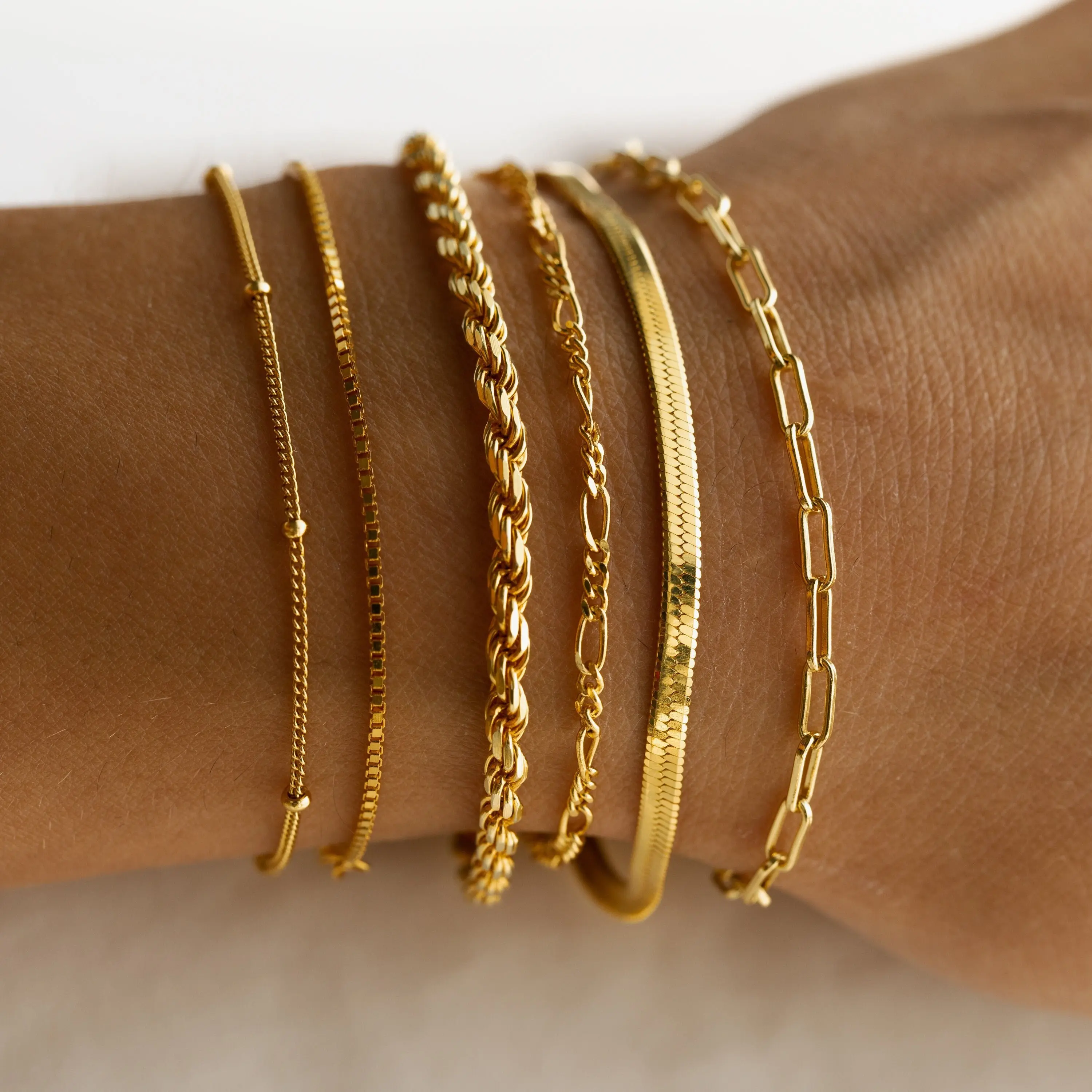 Tewiky 14K Gold Plated Copper Bracelets for Women Waterproof, Jewelry Sets for Women Trendy Thin Dainty Stackable Cuban Link Paperclip Chain Bracelet Pack Fashion Accessories Gifts for Womens For Mother's Day gifts tiktokshopbacktoschool