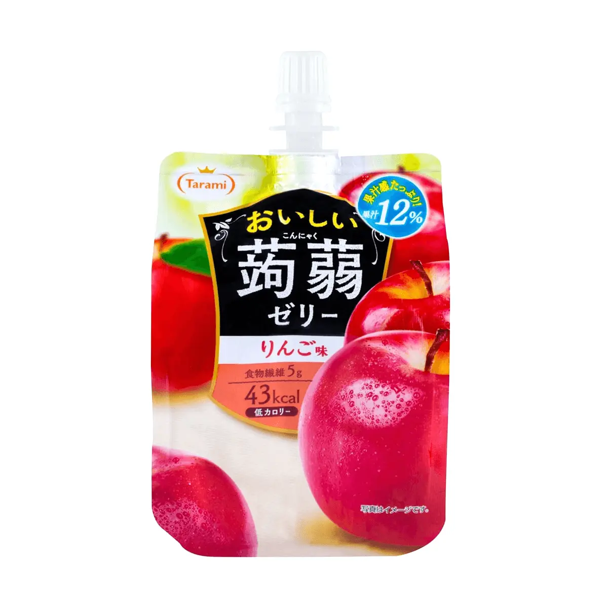 TARAMI Japan Apple Flavor Konjac Jelly Pouch - Low Calorie, Fat-Free, Healthy Snack 150g
