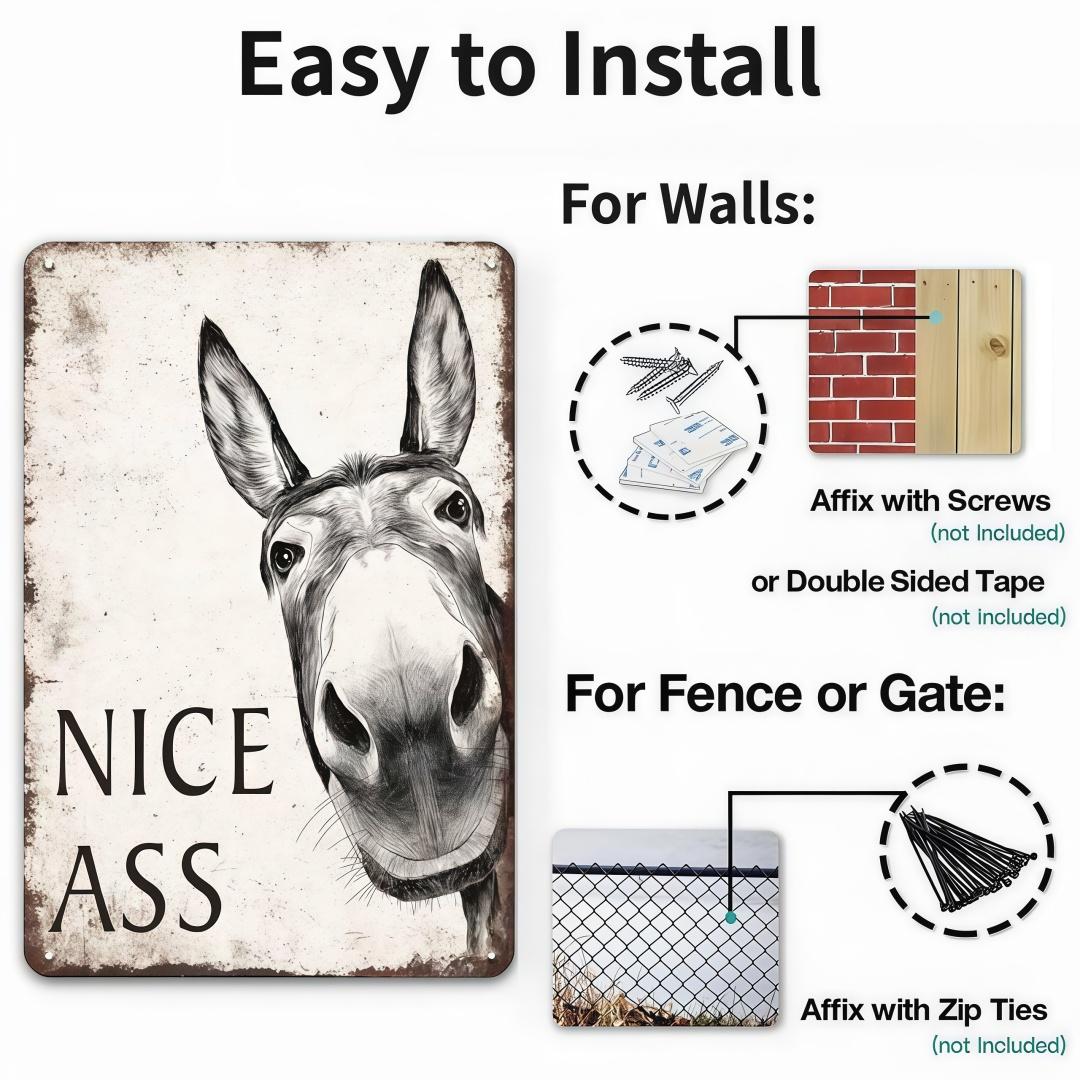 1pc Funny Donkey "Cheese Heads" Bathroom Art Sign (8x12inch-20x30cm)- Farmhouse Vintage Metal Tin Wall Decor for Home, Restaurant, Bar - Retro Hilarious Donkey Lover Gift, Trending Viral Must-Have Sassy Bathroom Humor Aesthetic Country Kitchen Decor