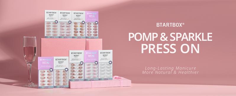 BTArtbox French Tip Press On Nails - Lamp-Curable Blush Red Almond Press On Nails with Glue for Women, Silver Outline Soft Gel Glue On Nails in 15 Sizes - 30 Stick On Nails Kit, Lolita Razor