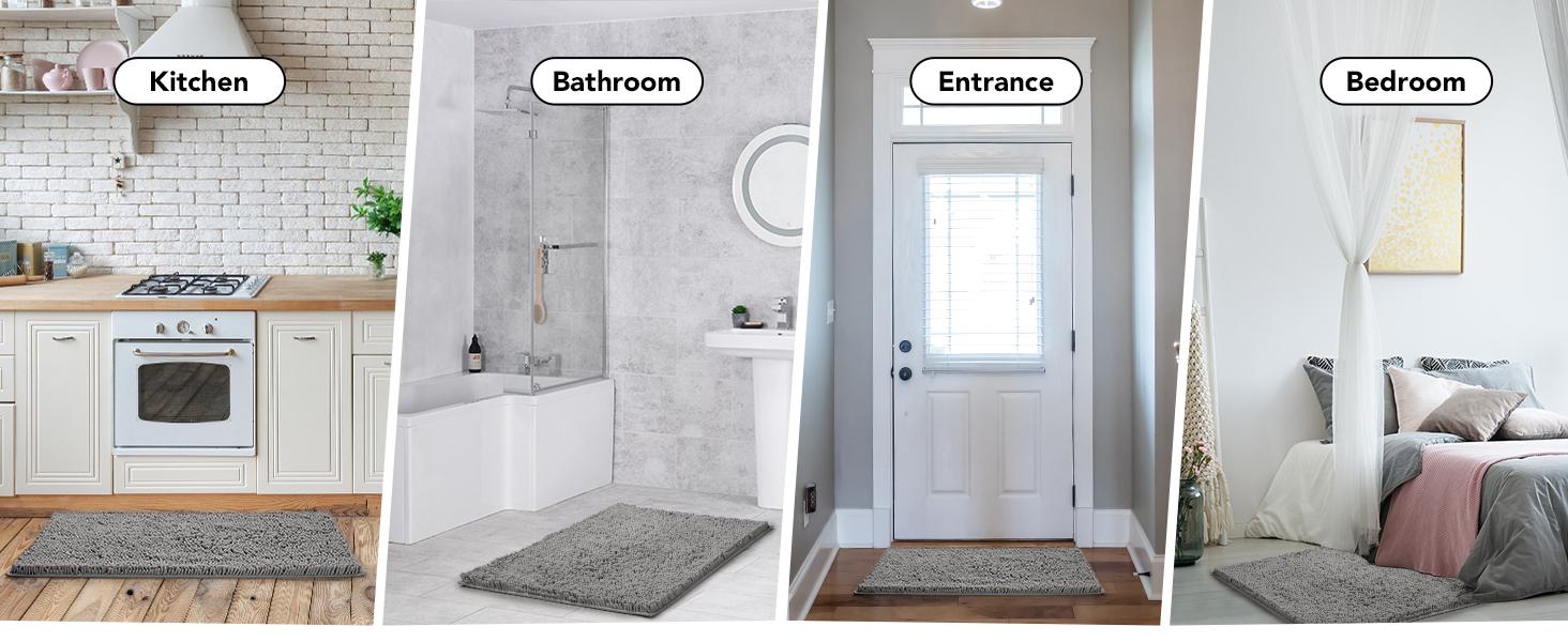 Deconovo Bathroom mat, Water Proof, Toilet Lid Mat & Bath Mat, Bath Rugs, Summer Bathroom Accessories, Machine Washable Low Pile Rugs for Living Room