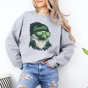Seattle Football Mascot Sweatshirt Shirt, Seattle Seahawk Football Crewneck Sweatshirt, Seahawk Fan Gift, Retro Seattle Football Fan