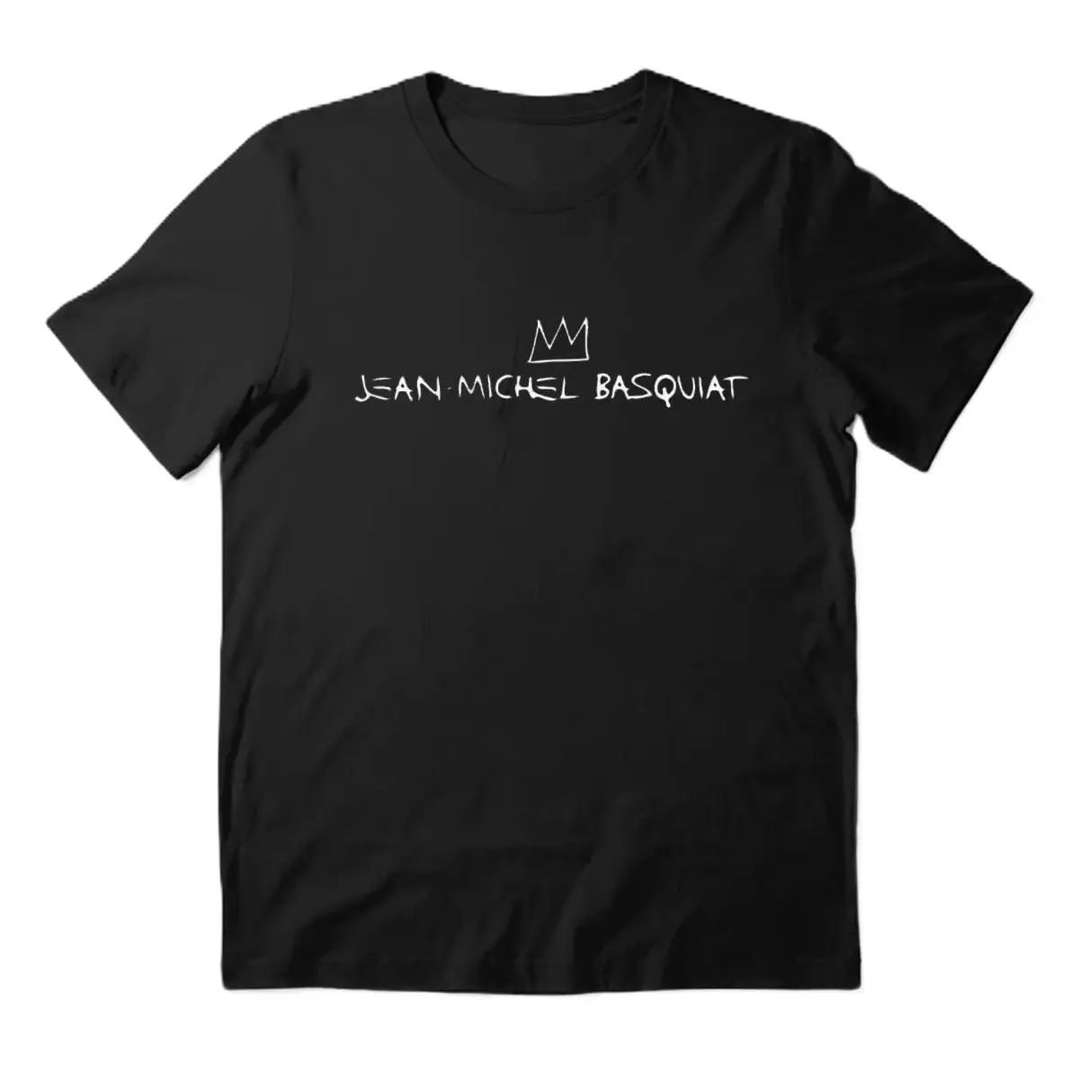 Jean-Michel Basquiat Signature with Crown Classic Black Unisex Cotton Men's T-Shirt Menswear Top Streetwear