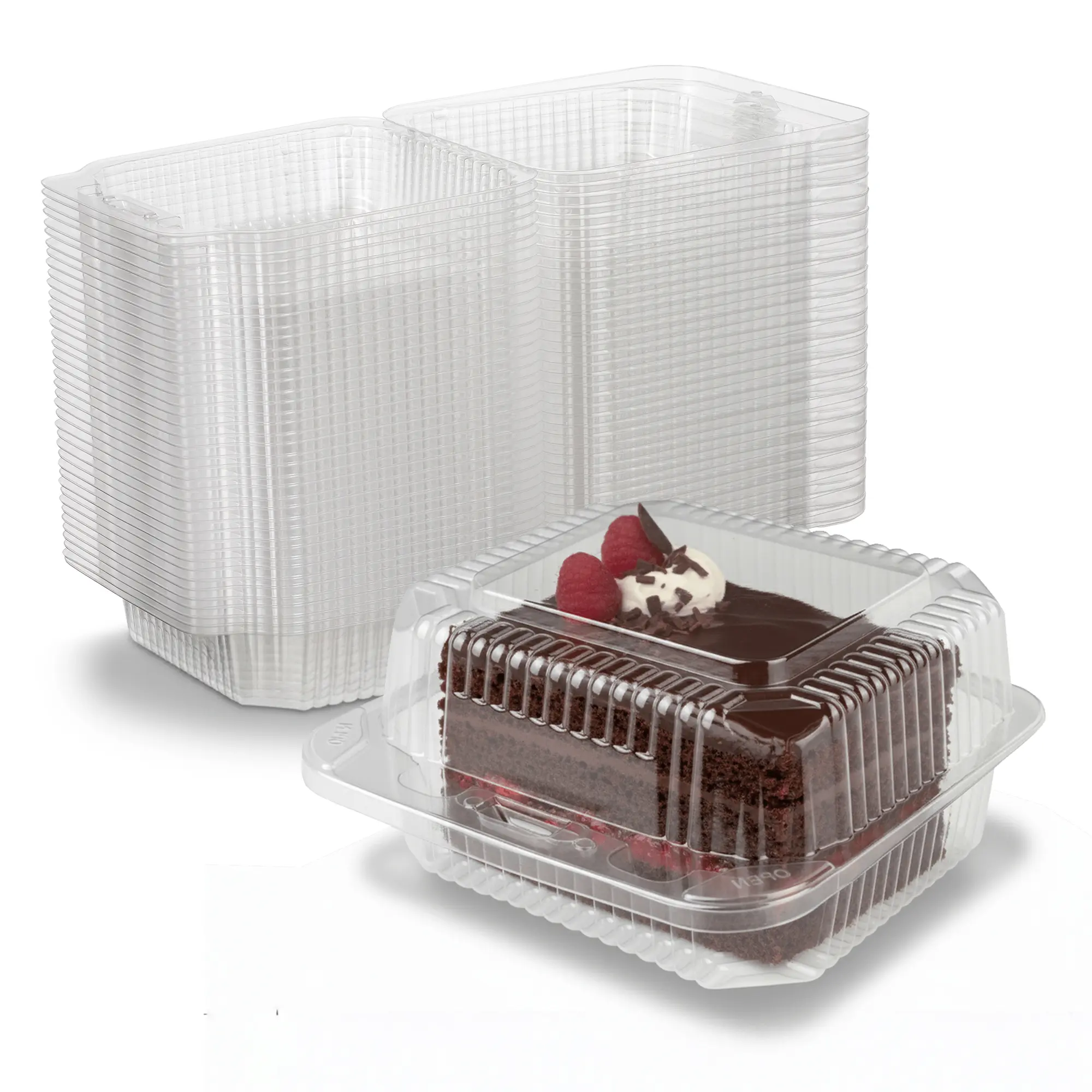 MT Products Lightweight Square Disposable Plastic Food Containers with Hinged Lid - Clamshell Takeout Tray, Full Visibility, Leak-Proof - 5.25"x5.63"x3.17" Portable To Go Containers for Cafes, Stackable Pack of 40