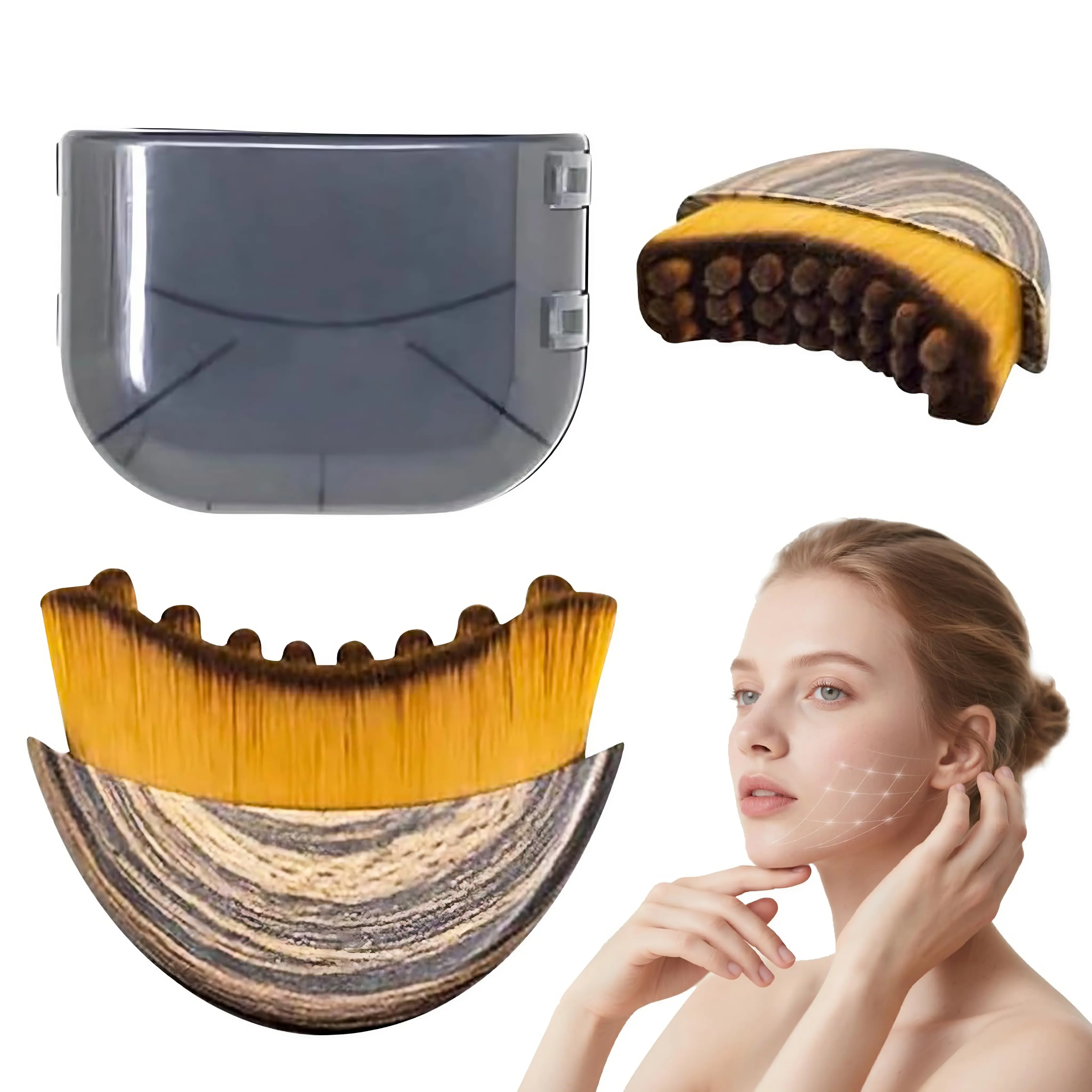 Normal Lymphatic Contour Face Brush, Ergonomic Precision Design with Gentle Hypoallergenic Bristles, Anti-Aging Spa-Grade Skincare Tool for Jawline & Chin Sculpting, Dry Brushing, Lymphatic Drainage & Puffiness Relief Facial Care Tool lymphatic face brush