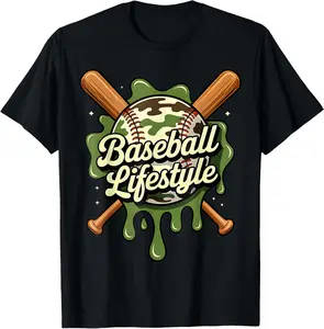 Baseball Style Youth Drip Baseball Boys T-Shirt - Crewneck Men Women Youth Boys Girl T-shirt Cotton Fabric