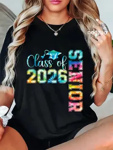 100% Cotton Senior 2026 Class of 26 Tie Dye Funny Graduation 2026 Gifts T-Shirt