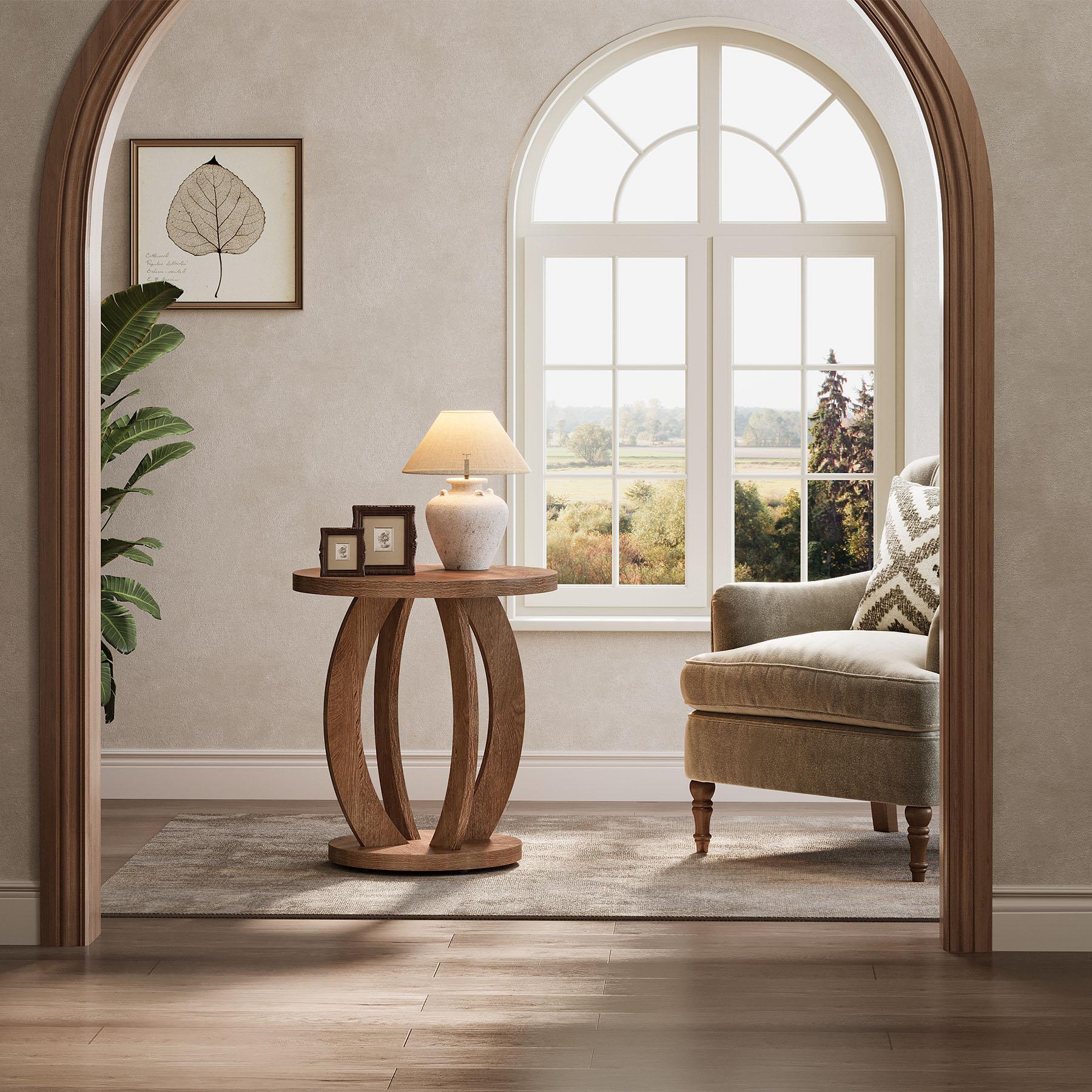 LITTLE TREE End Table, Round Side Table with Storage, Farmhouse Nightstand Bedside with Round Tabletop, Accent End Table for Living Room Bedroom Small Space, Wooden Accent Furniture LITTLE TREE End Table, Round Side Table with Storage, Farmhouse Nightstand Bedside with Round Tabletop, Accent End Table for Living Room Bedroom Small Space, Wooden Accent Furniture