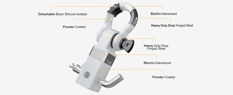 Nilight Shackle Hitch Receiver 2Inch 45000 LBs Breaking Strength 3/4" D Ring Shackle w/Trailer Hitch Pin Heavy Duty Solid Recovery Towing Kit for Trucks Jeeps Off-Road White Suv