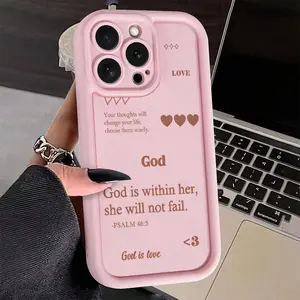 Creative Religious Quotes Pattern Phone Case, TPU Decorative Phone Protector Cover, Phone Accessories Compatible with iPhone 11 12 13 14 15 16 17 Pro Max, Casing