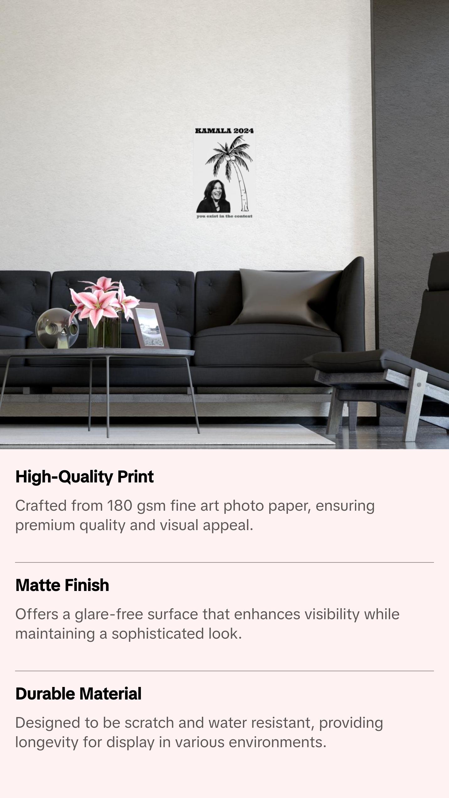 Kamala Poster Coconut Tree - Kamala Harris 2024 Merch Matte Poster