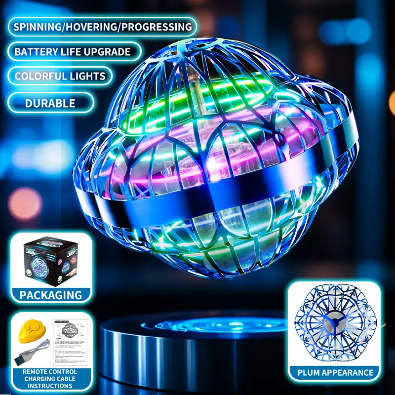 Flying SPINNER Ball 2026 Upgraded with Dazzling Lights Magic Hover Spinner Cool Boomerang Drone Floating Cosmic Globe Safe Durable Parent Child Flying Ball Gift Choices Party Toys Cool Gifts Family Fun Christmas Gifts Brushless Dual Motor