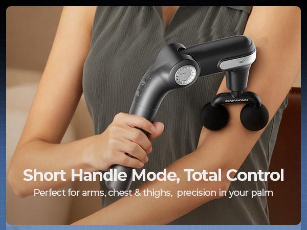 KingPavonini Foldable Massage Gun with Dual-Ball Head, Adjustable Head & Extendable Handle, Handheld Back Massage Gun, Portable Percussion Massager Gun, Gift for Men Women