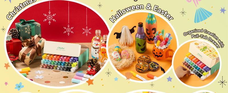 Ohuhu Acrylic Paint Markers: Brush Tip - 30 Colors - High Opacity Paint Pens Waterproof Acrylic Markers for Rock Painting Easter Eggs Wood Glass Ceramic Canvas - Kalalau Series of Ohuhuart