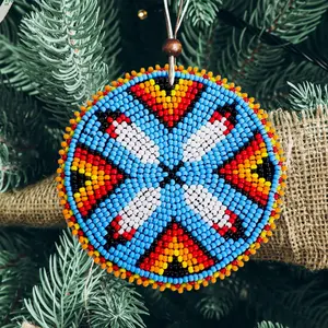 Four Feather Handmade Beaded Wire Necklace Pendant