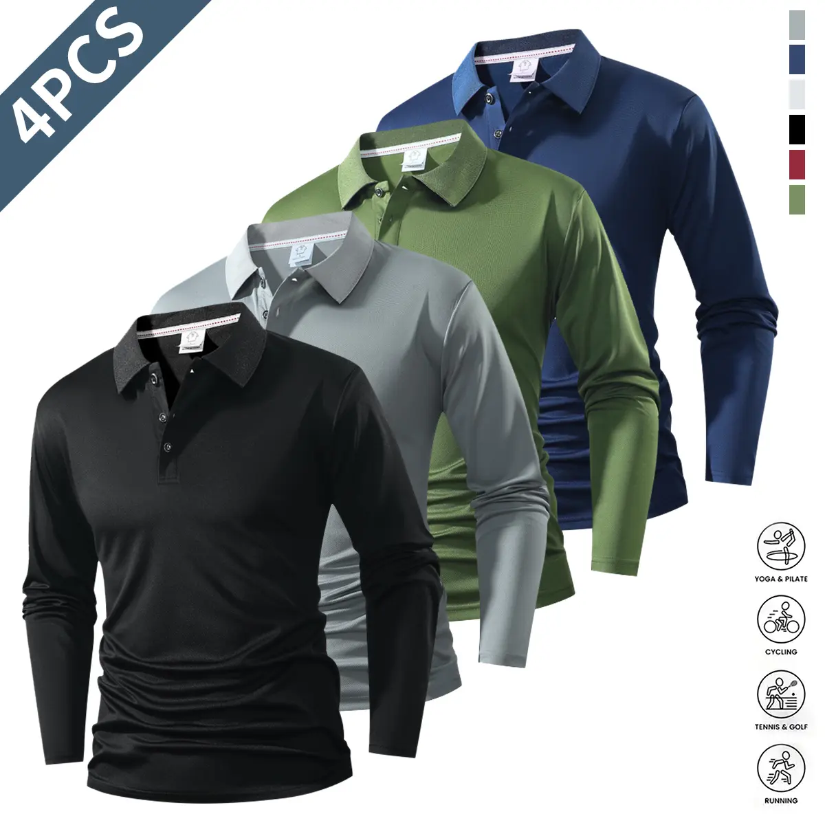 Black, gray, green, dark blue