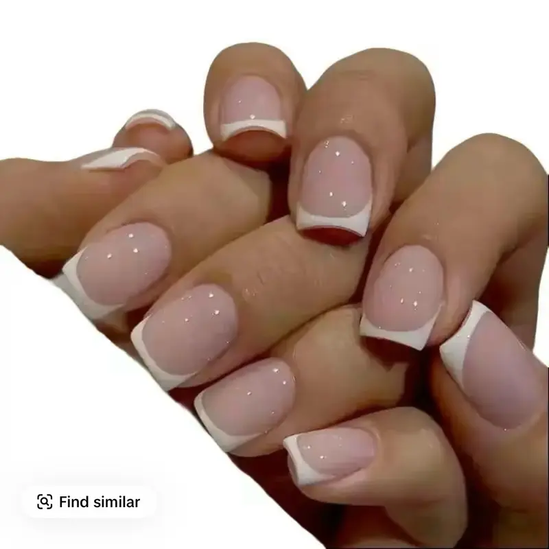 24Pcs/Set Full Cover White French Tip Acrylic False Nails & Accessories, Artificial Fingernail Tips for Beauty Salon & Personal Manicure Decoration, Artificial Fingernail Tips False Nails & Accessories