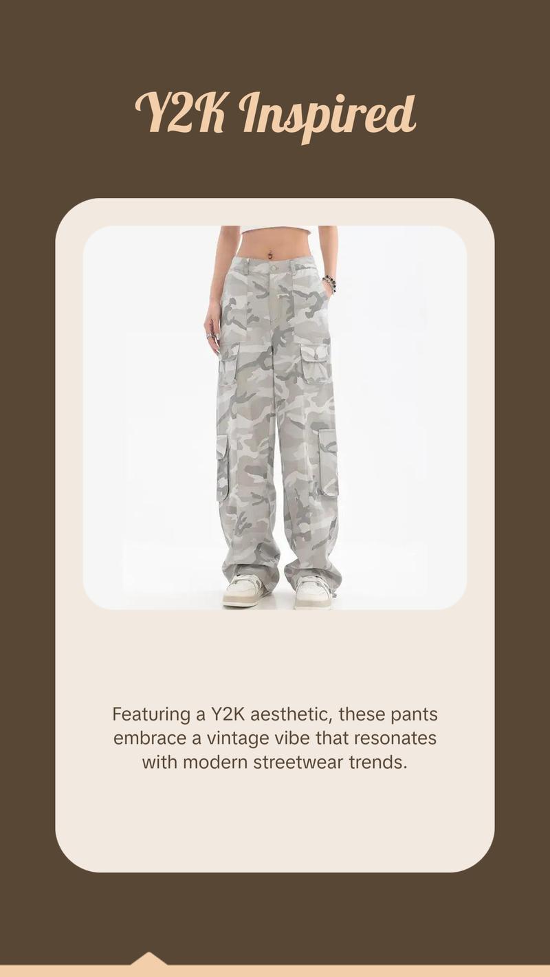 Female Hip Hop Grey Camouflage Cargo Pants American Style Y2K Oversized Loose Straight Wide Leg Pants Vintage Casual Sweatpants Female Hip Hop Grey Camouflage Cargo Pants American Style Y2K Oversized Loose Straight Wide Leg Pants Vintage Casual Sweatpants