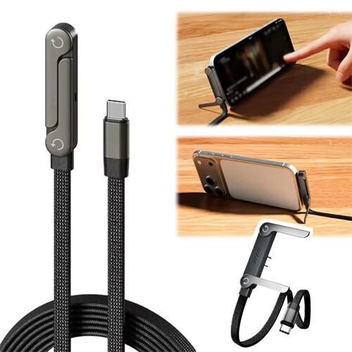 240W Fast Charging Cable Type C 5 FT, Invisible Stand Charging Cable, Flat 30 W Lightning Cable,65 W Type A Cable Right Angle，for iPhone 17 Series, Samsung Galaxy S25 S24 Ultra etc (BlacK)
