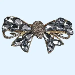 Elegant Rhinestone Crystal Butterfly Hair Clip – Large Spring-Loaded Side/Back Clip for Women