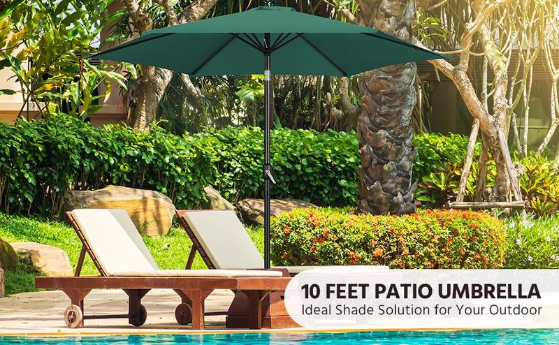 【On Sale】 Yaheetech 7.5/9/10FT Patio Umbrella w/ Push Button Tilt and Crank, Outdoor Garden Table Umbrella for Garden, Deck, Backyard, Pool, Beach