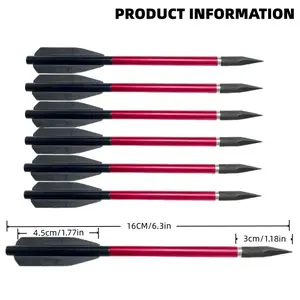 6-Pack of 6.3-Inch Red Aluminum Arrows - Durable & Precisely Guided Arrows Ideal for Target Practice, Hunting & Shooting Games