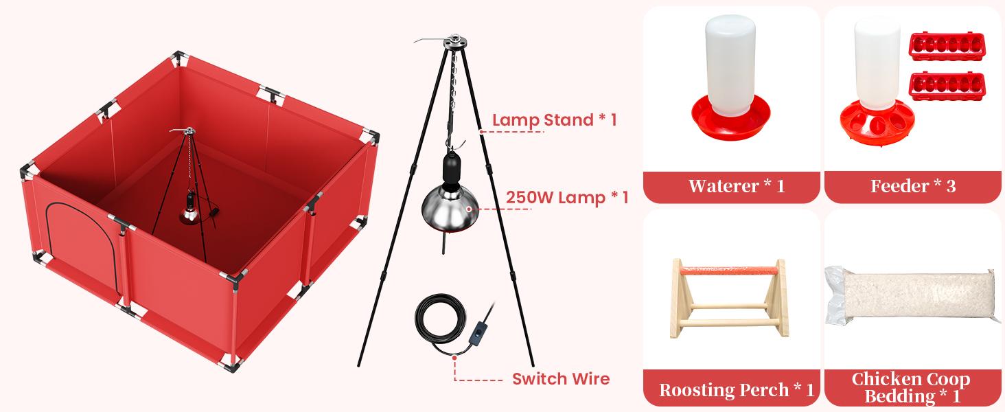Brooder Box for Chicks, All-in-One Chick Starter Kit, Stainless Steel Frame Baby Chicken Brooder Pen with 250W Heat Lamp, Perch, Chicken Feeder & Waterer Set, Up to 30 Chicks, Square Style Brooder Box for Chicks, All-in-One Chick Starter Kit, Stainless Steel Frame Baby Chicken Brooder Pen with 250W Heat Lamp, Perch, Chicken Feeder & Waterer Set, Up to 30 Chicks, Square Style